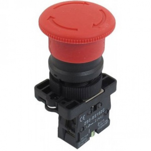 Кнопки "грибок" с самовозвратом, без подсветки NP2-EC (IP40), φ40 мм с пластиковой головкой