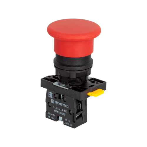 Грибовидные пластиковые кнопки серия MTB2-EC, IP54, пружинный возврат, диаметр 22 мм, Meyertec